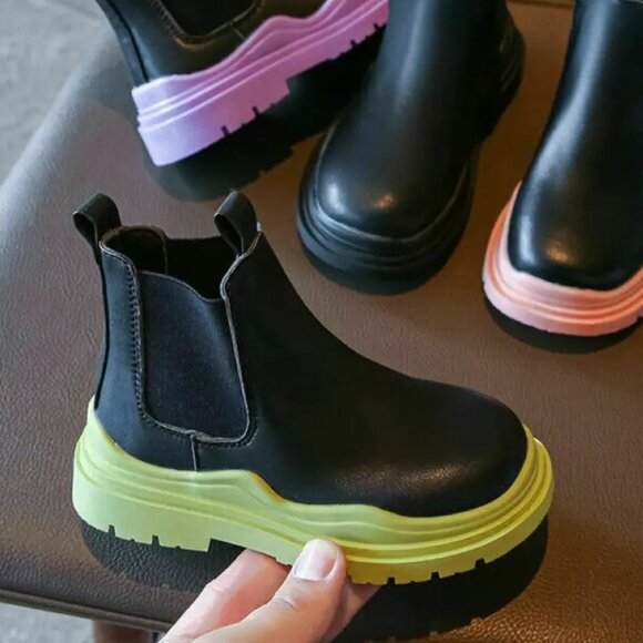 chelsea boots Other - Kids Ankle Boots Boys Girls Winter Chelsea Casual Slip On Shoes Biker Size 1